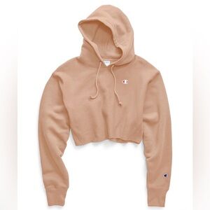 Champion Womens Peach Reverse Weave Cropped Cut Off Pullover Hoodie | Size XL